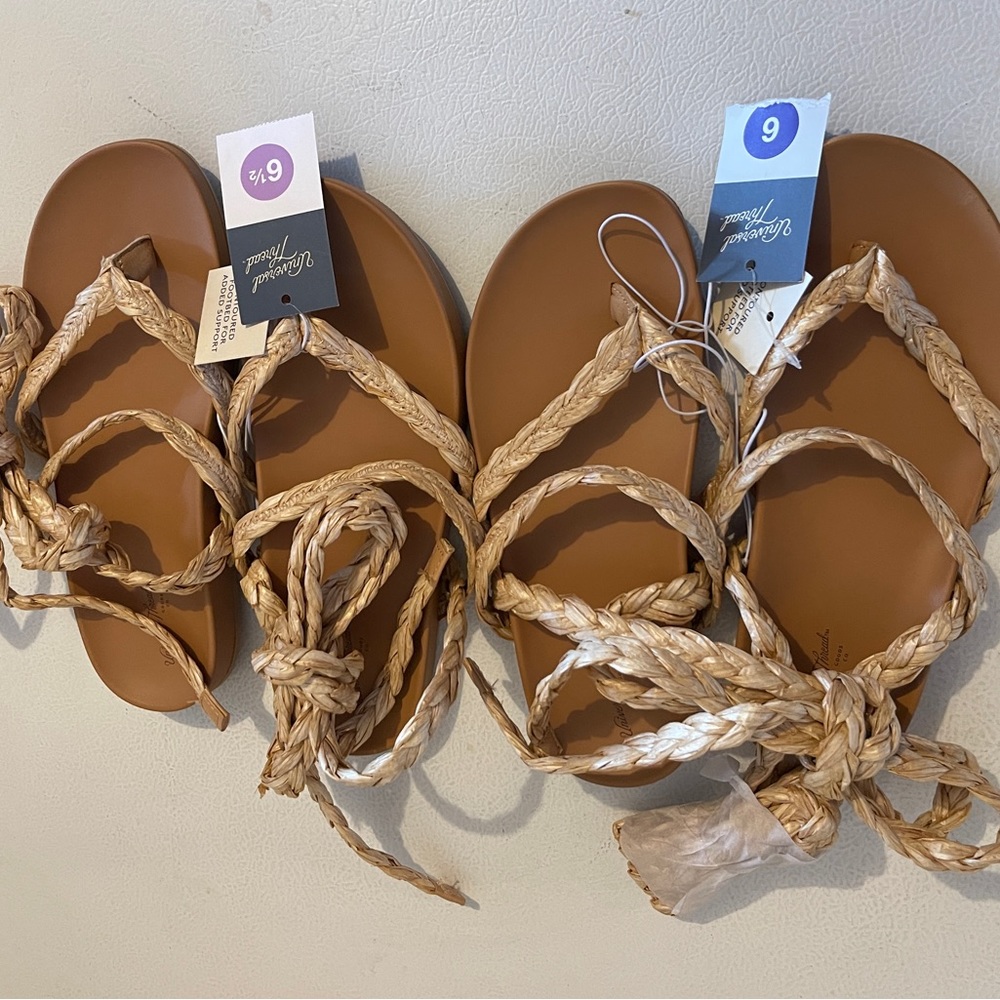 Universal Thread- Ria Raffia Lace up wrap around sandals - Picture 4 of 8
